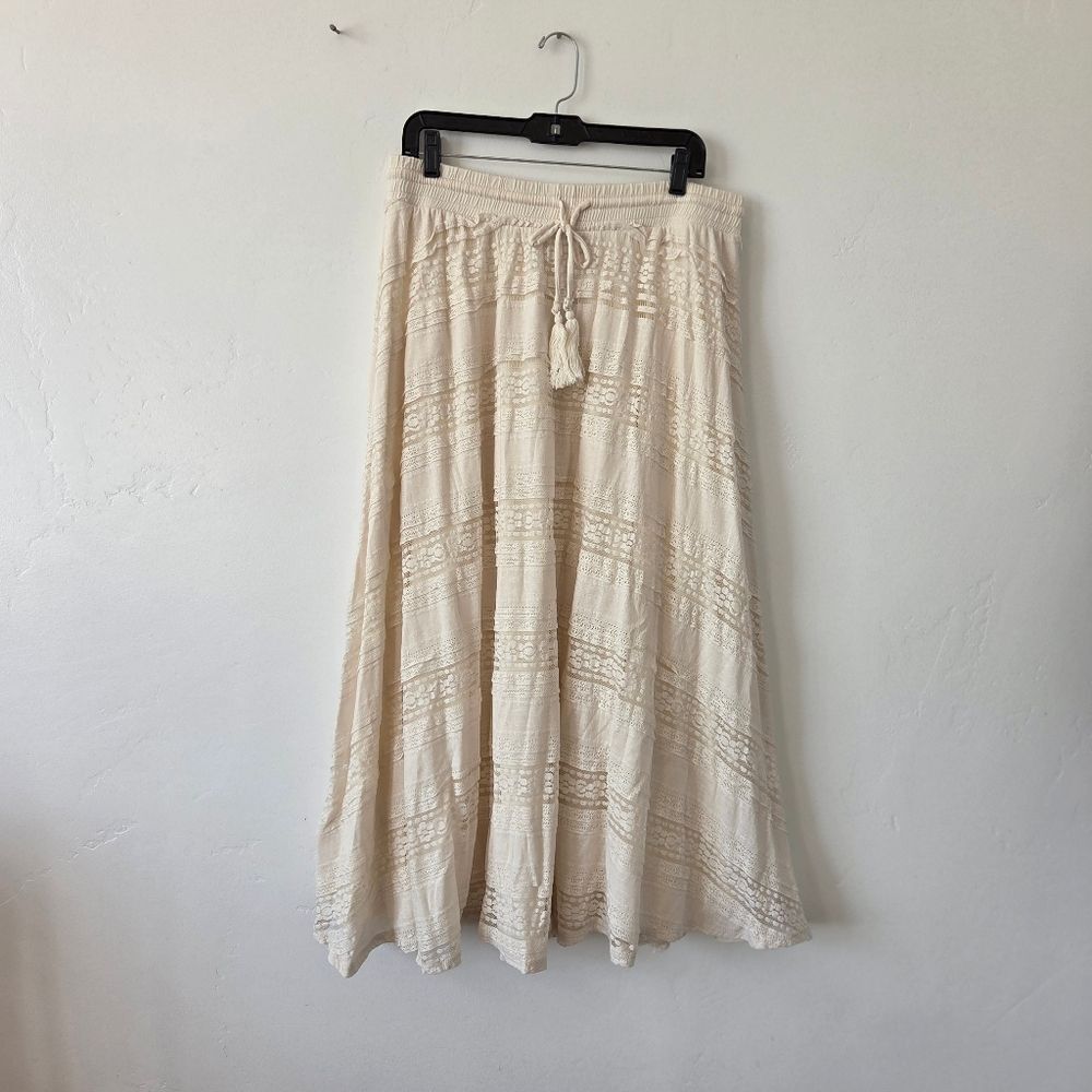 NEW Torrid Lace Maxi Skirt Ivory Bohemian Gypsy Hippie Boho Cottagecore Indie L